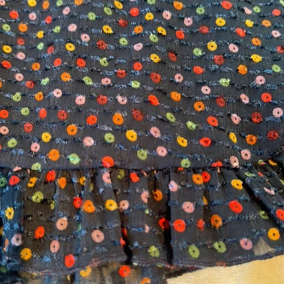 Madewell Flutter-Sleeve Ruffle-Hem Dress in Sugar Dot Navy Blue Size 14 - Picture 11 of 12